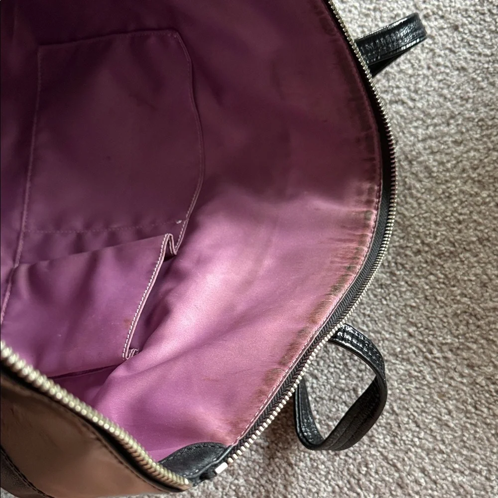Vintage Coach Black Leather Tote with Signature Gloss Circle